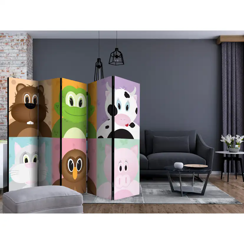 Rumsavdelare Skärmvägg Arkiio Cheerful Animals II 225x172 cm