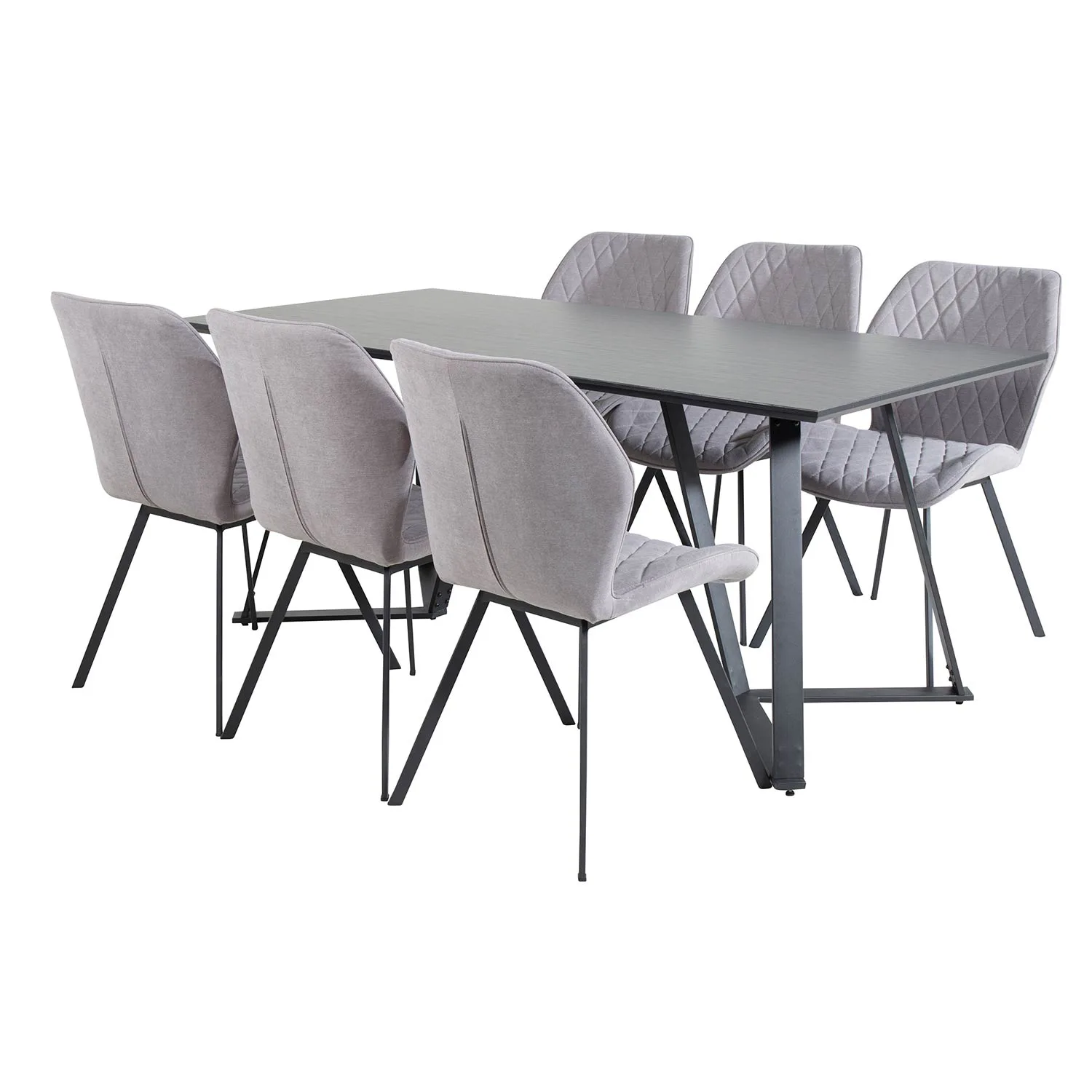 Marina Table - Black top /GemmaChair - -gråFabric_6 Svart/Grå
