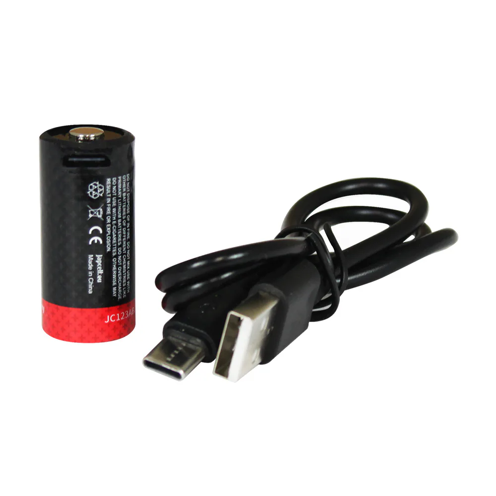 Batteri Japcell JC123R CR123 Uppladdningsbart Inkl. USB-C-Laddkabel