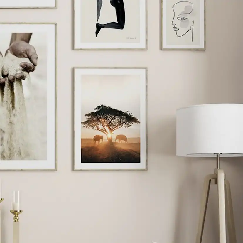 Poster Gallerix Elephants At Sunrise