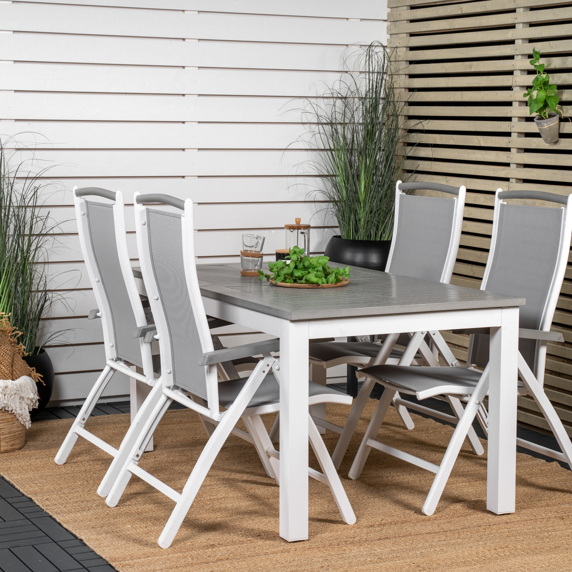 Albany Dining Table 152/210*90 - White Alu / Grey Aintwood+A Grå