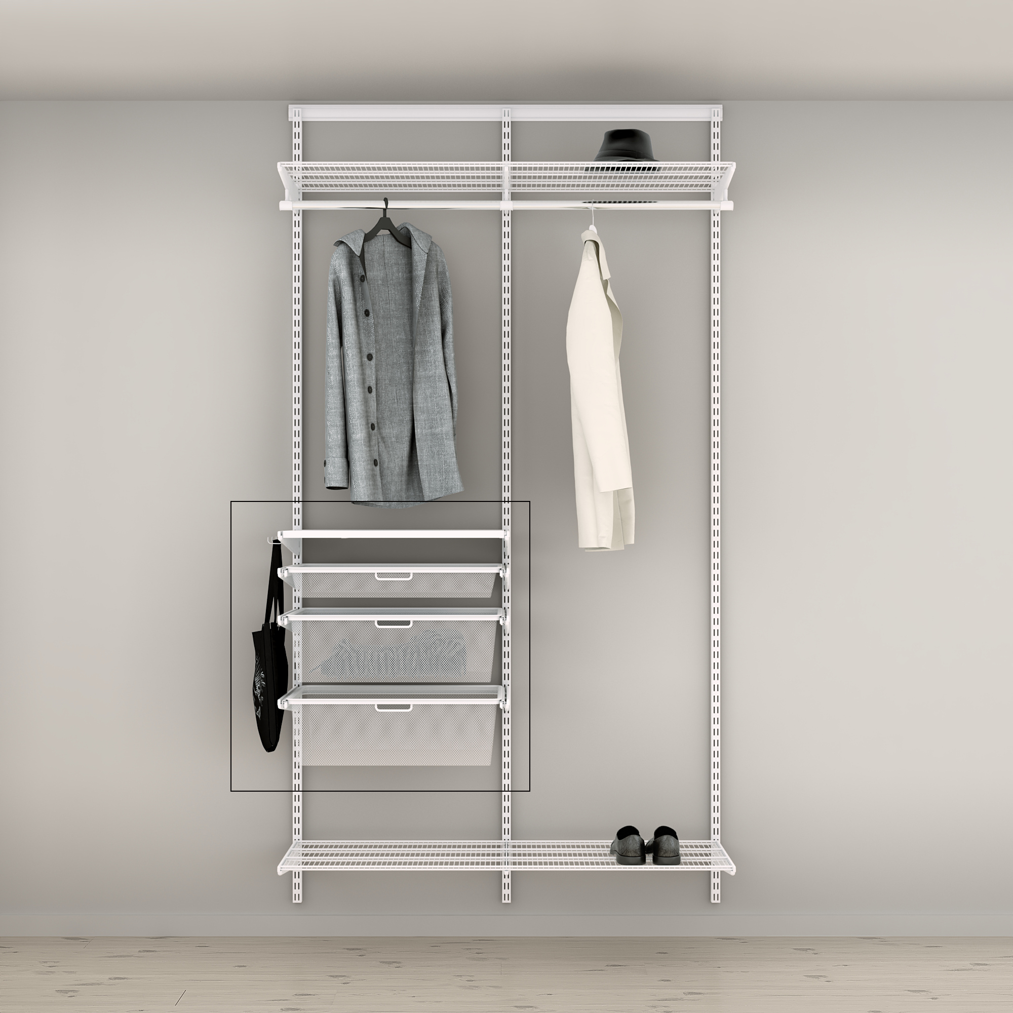 Tilläggslösning Elfa Ready Solution Classic 60.8 Vit B: 607 mm