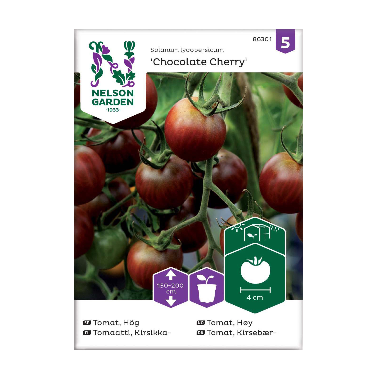 Frö Tomat Nelson Garden Chocolate Cherry Hög