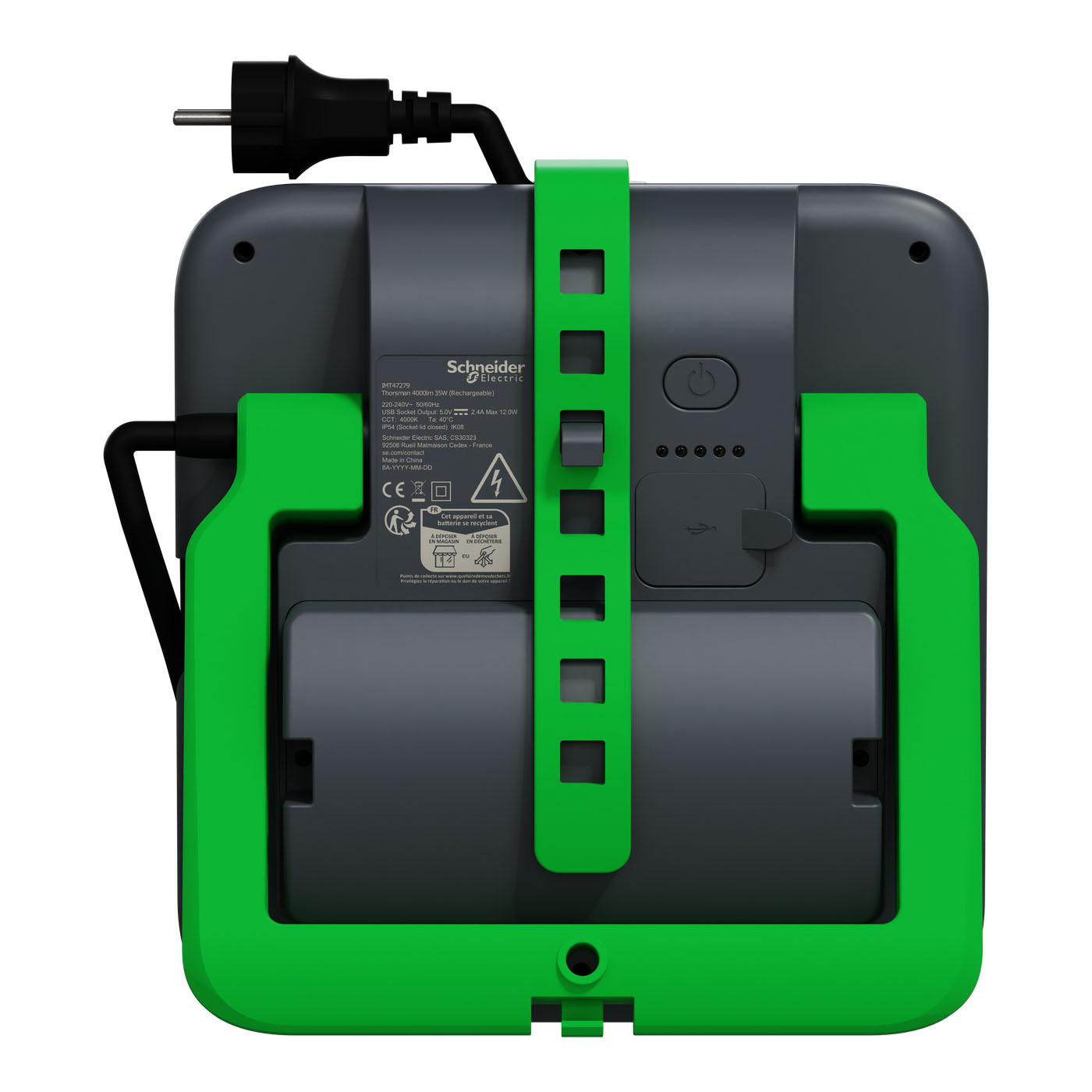 Arbetslampa Schneider Electric Thorsman LED Uppladdningsbar 35W 4000lm 4000K IP54 med USB A+C