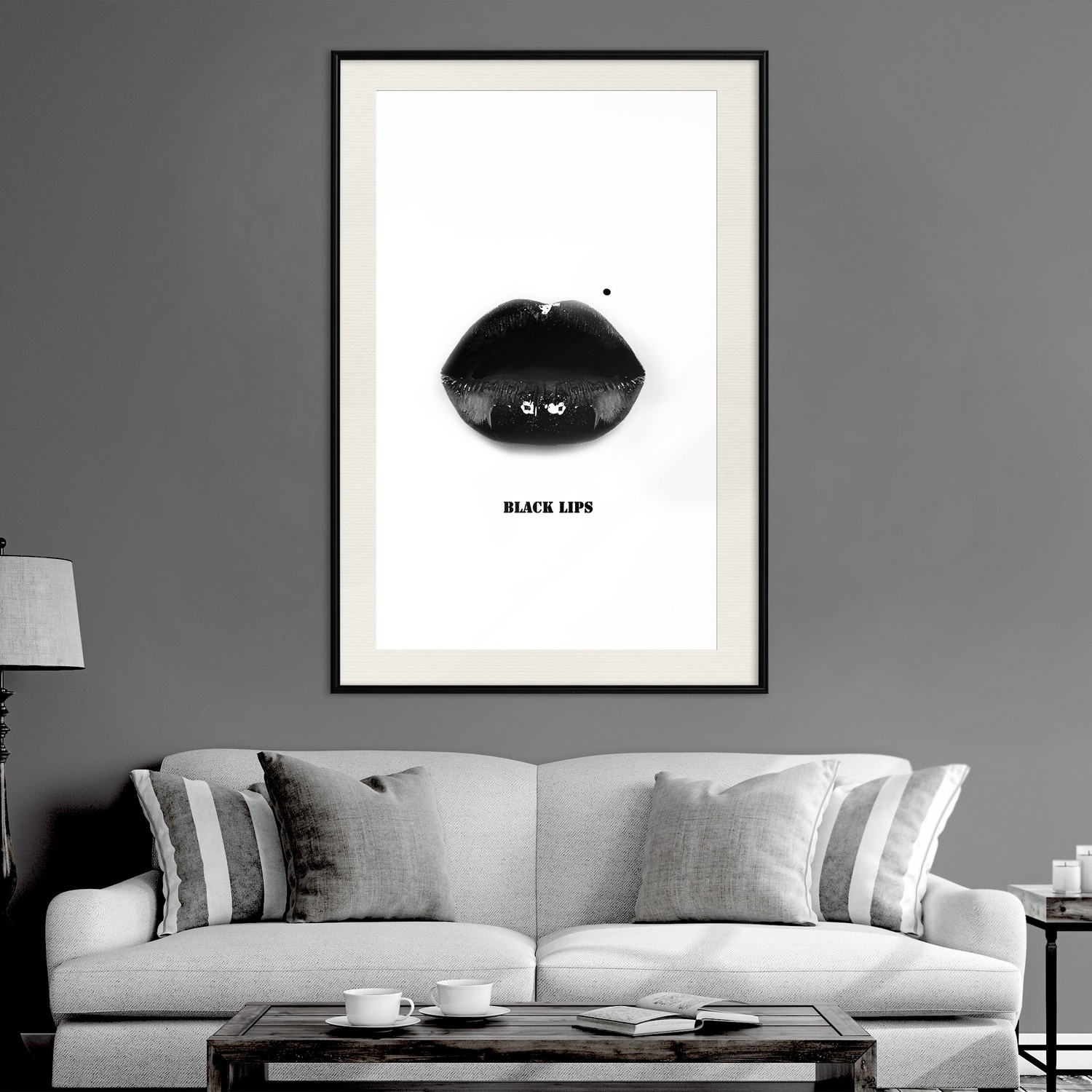 Affisch - Dark Lips [Poster] 20x30 Svart ram med passepartout, 20x30 cm
