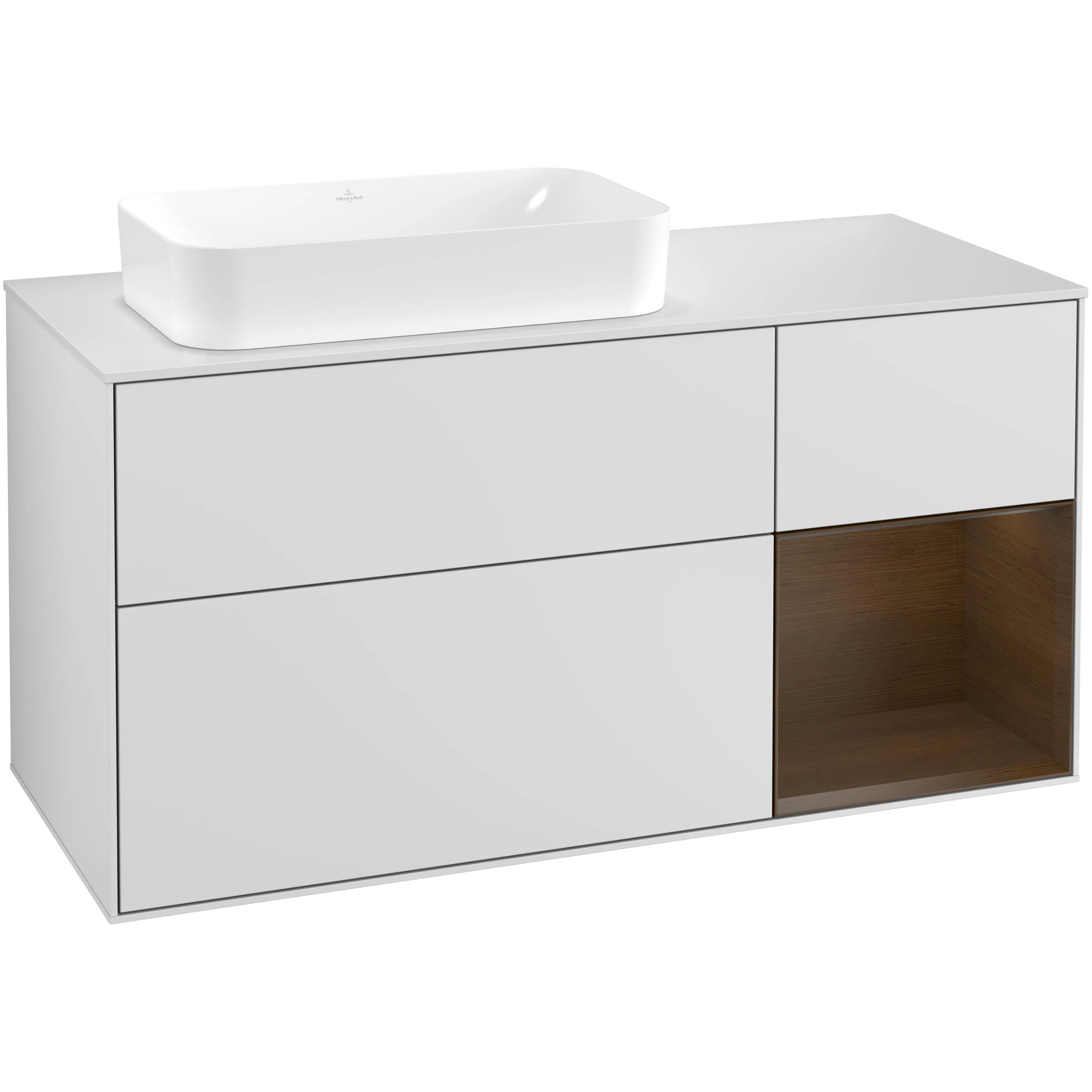 Tvättställsskåp Villeroy & Boch Finion med 3 Lådor Hylla och Bänkskiva för Ocentrerat Fristående Tvättställ