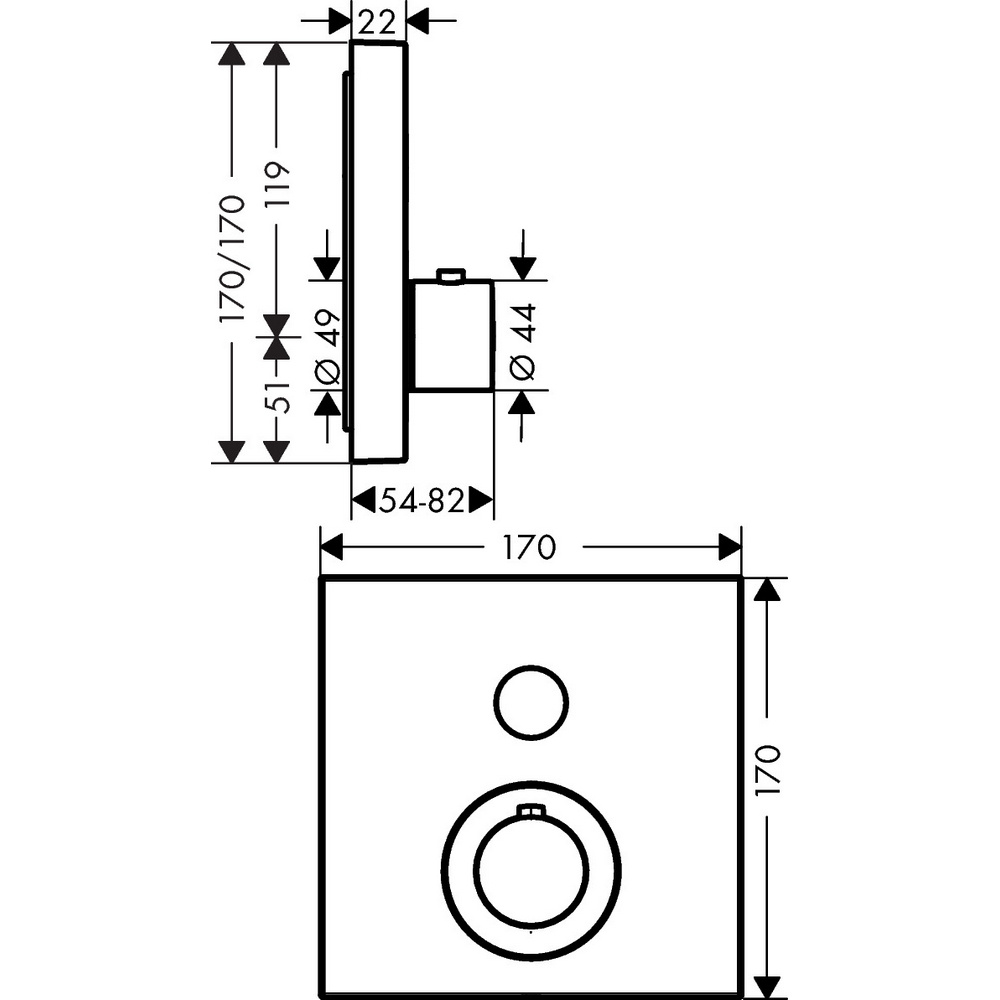 Inbyggnadsblandare Axor ShowerSelect Square 1-utlopp