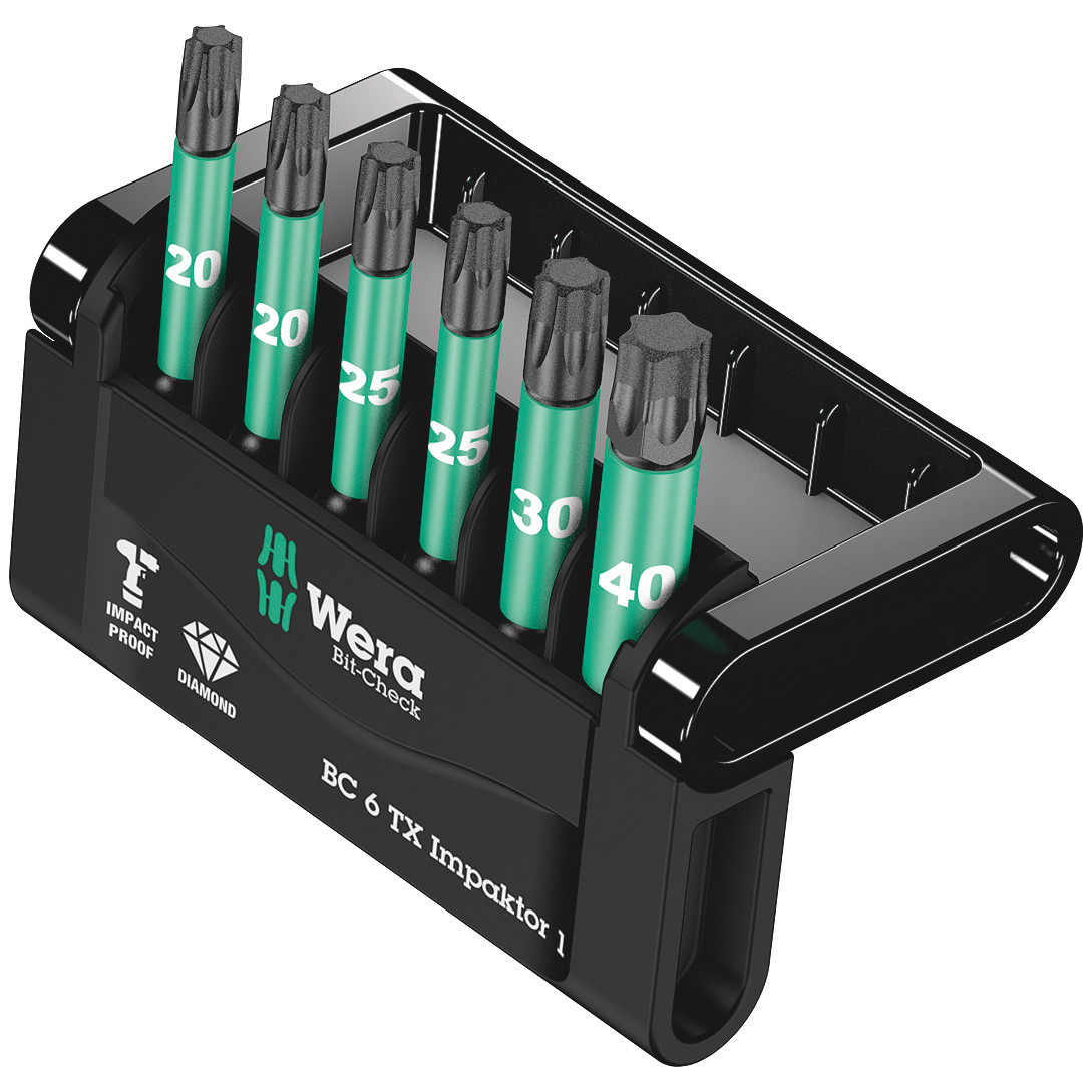Bitskassett Wera Bit-Check 6 Torx Impaktor 1 Kraftbits 50Mm