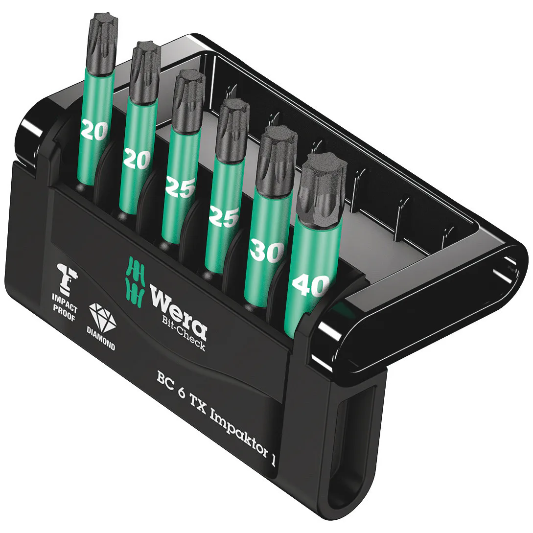 Bitskassett Wera Bit-Check 6 Torx Impaktor 1 Kraftbits 50Mm