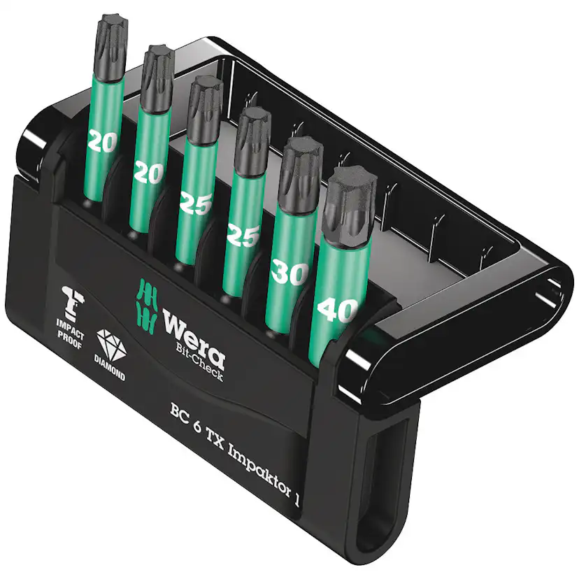 Bitskassett Wera Bit-Check 6 Torx Impaktor 1 Kraftbits 50Mm