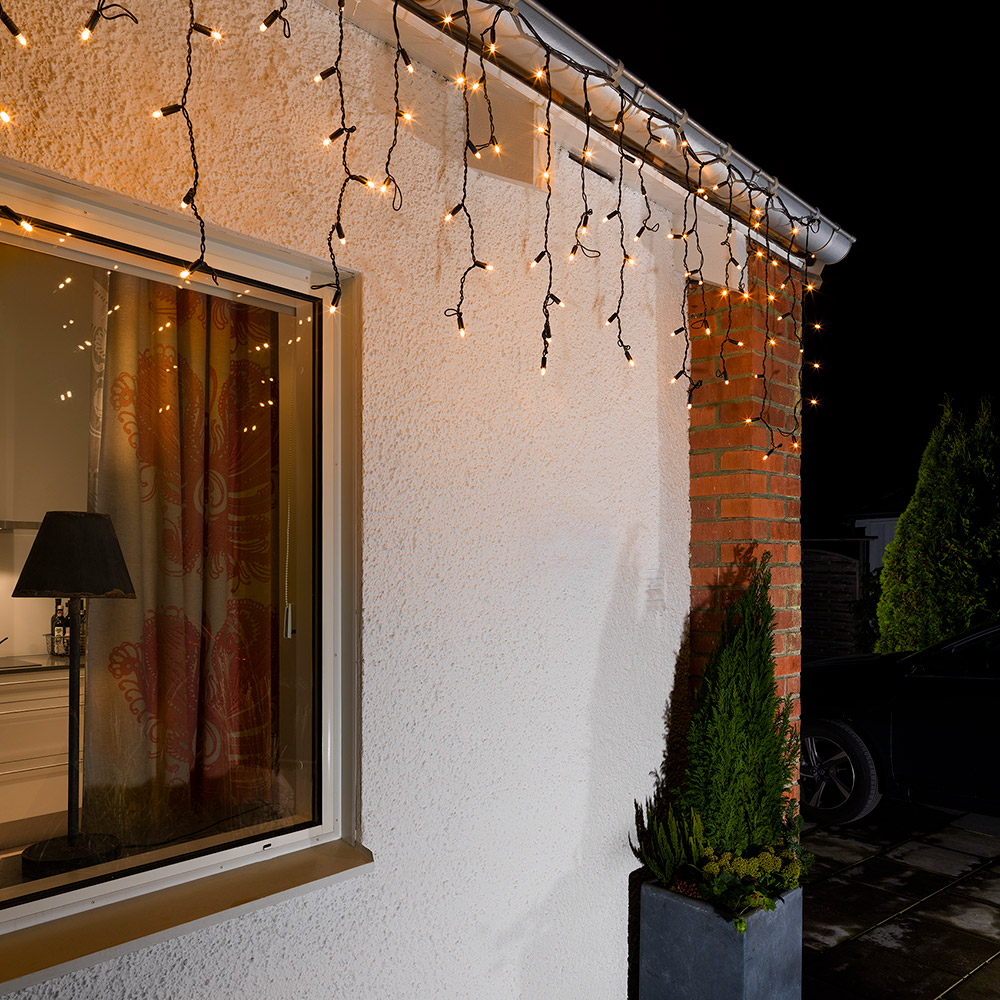 Startset istapp 100 amber M-LED svart soft cable IP44 Amber/Svart