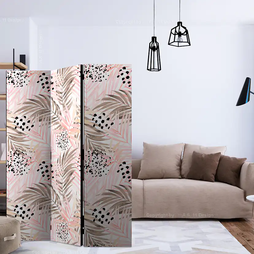 Rumsavdelare Skärmvägg Arkiio Pink Palm Leaves 135x172 cm