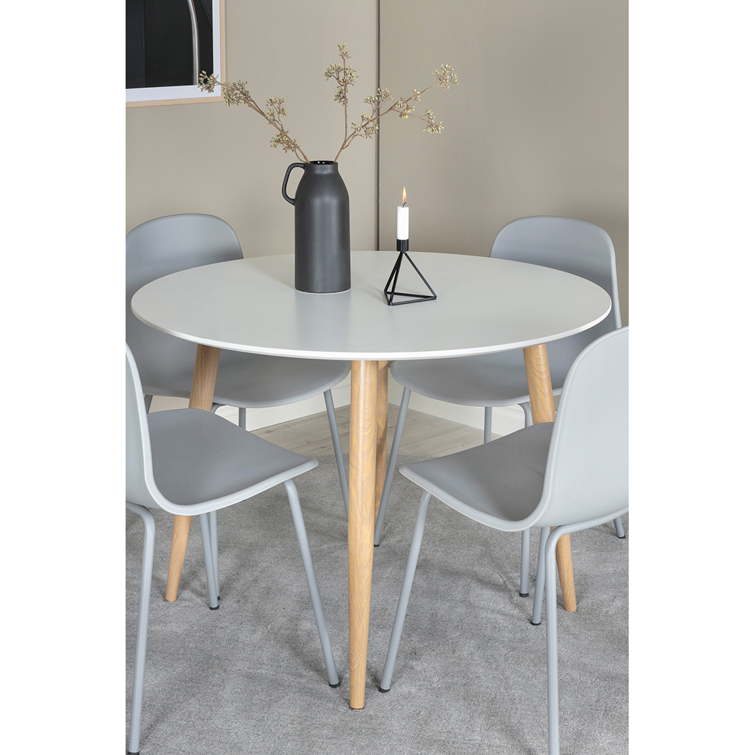 Matgrupp Venture Home Plaza Ø110 cm med 4st Arctic Matstolar