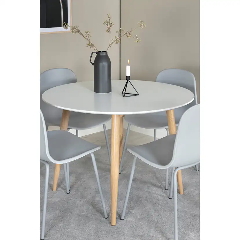 Matgrupp Venture Home Plaza Ø110 cm med 4st Arctic Matstolar