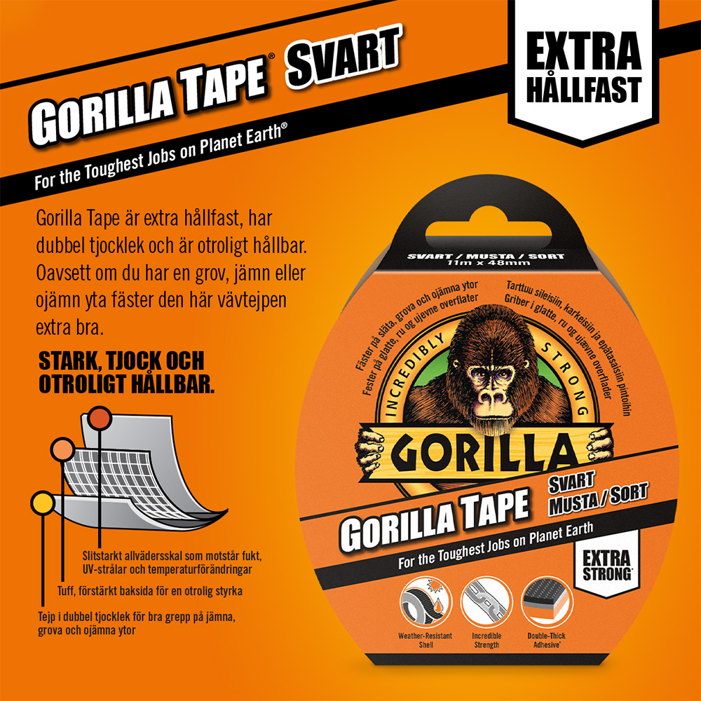 Tejp Gorilla Tape Svart 32mx48mm