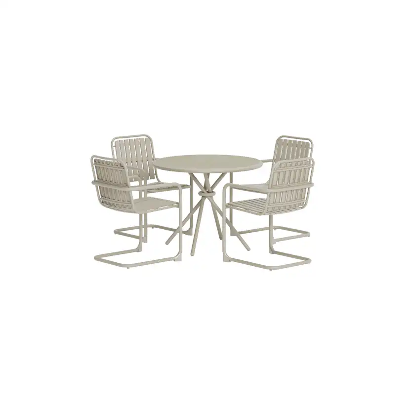 Chios Round Dining Set - Beige / Beige Beige