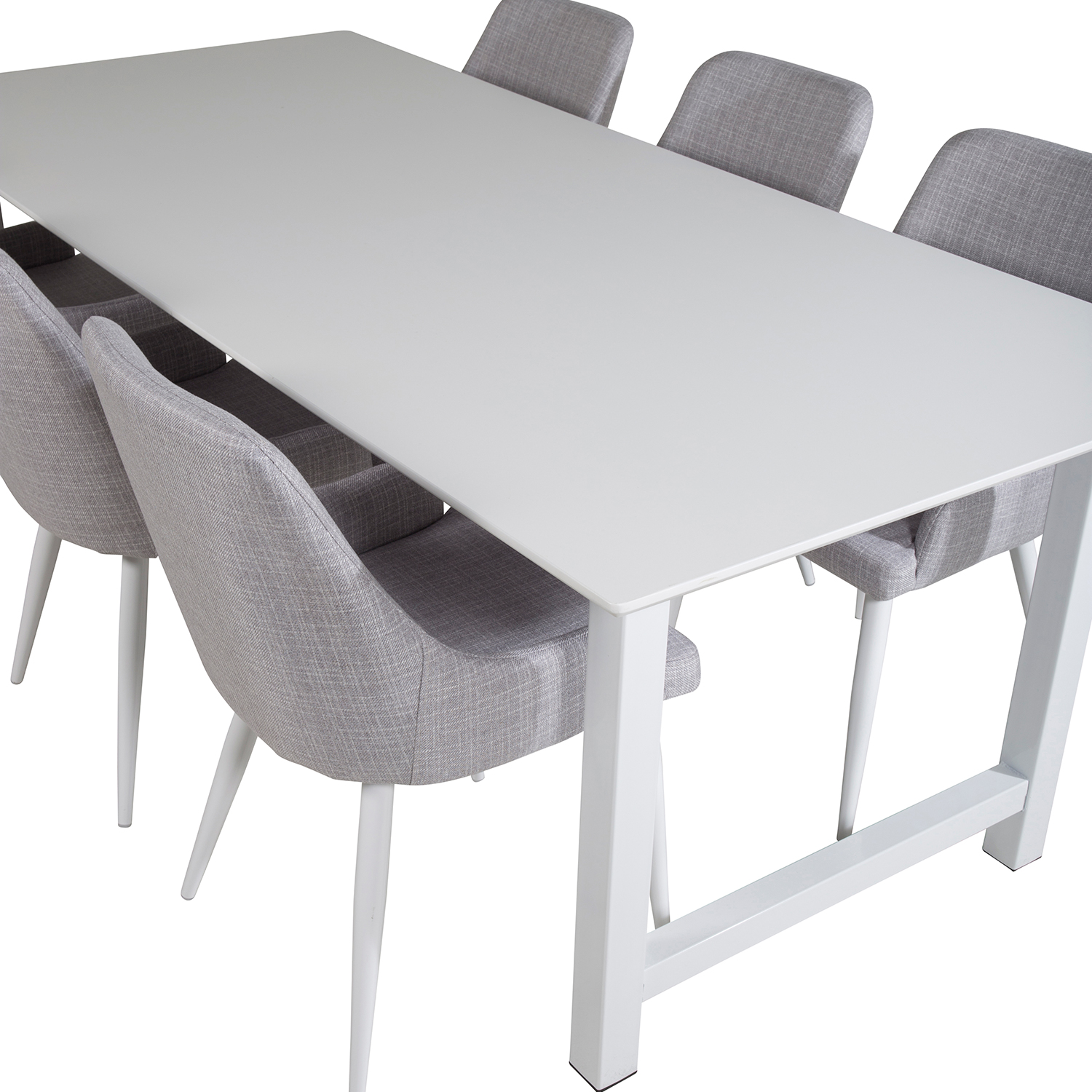 Count Dining Table 220x100 cm+Plaza Dining chair Vit/Ljusgrå