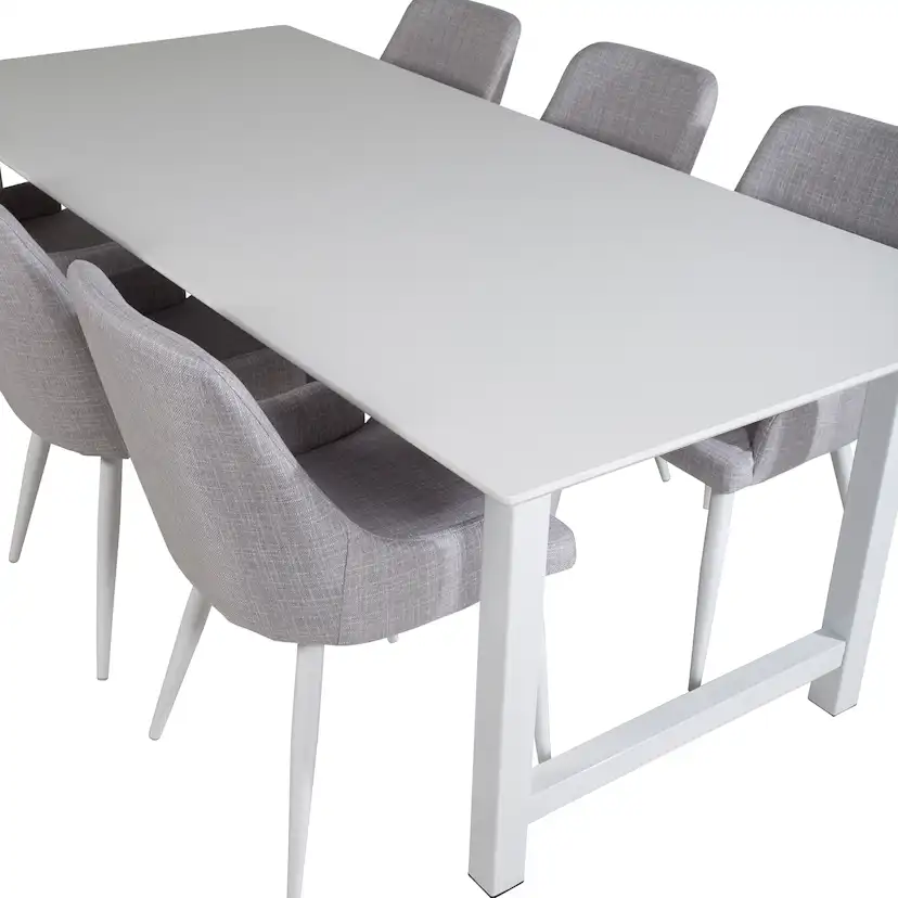 Count Dining Table 220x100 cm+Plaza Dining chair Vit/Ljusgrå