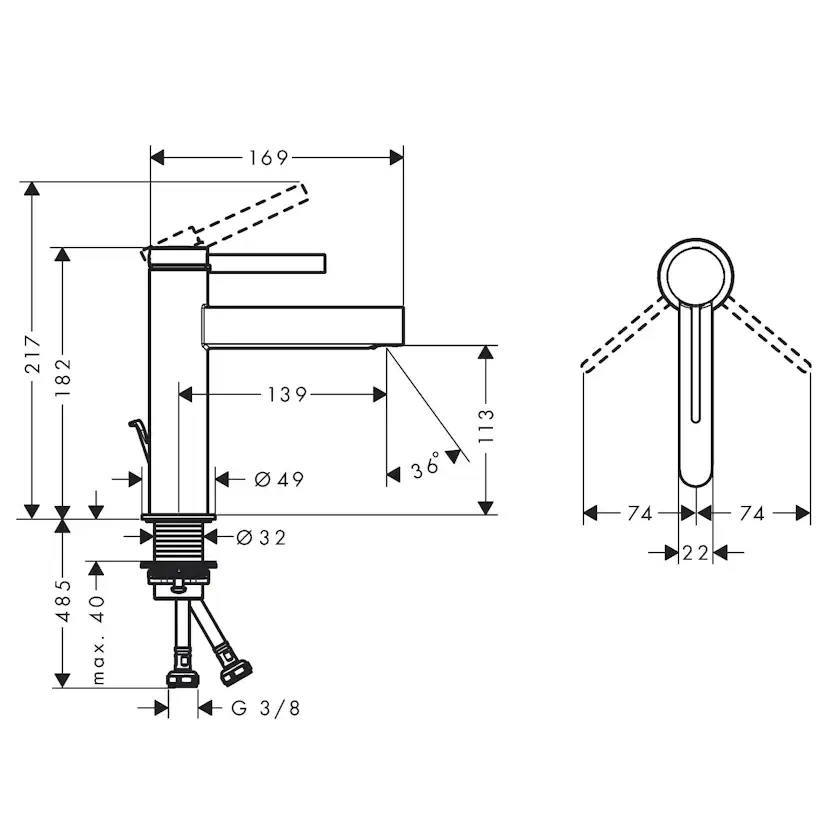 Tvättställsblandare Hansgrohe Finoris 110