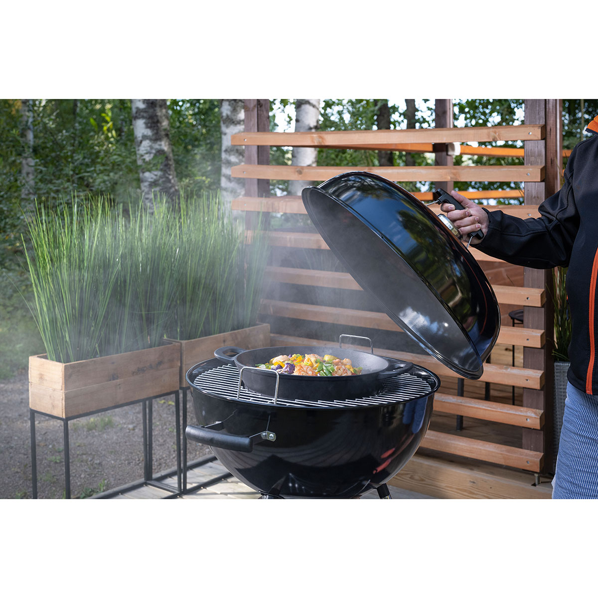 Kolgrill Mustang Gourmet 57 i Rostfritt Stål med Multigrill-galler