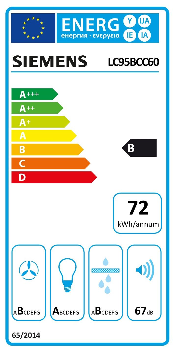 Vägghängd köksfläkt Siemens iQ300 LC95BCC60