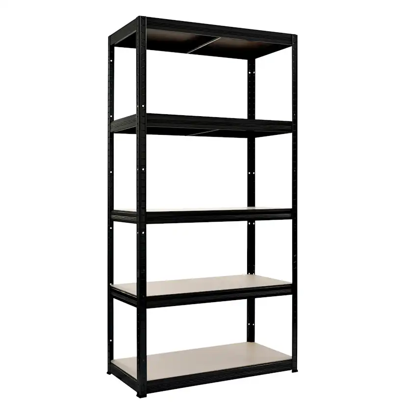 Hylla Home It Stål Med 5 Trävåningar 1800×900×450 mm Svart