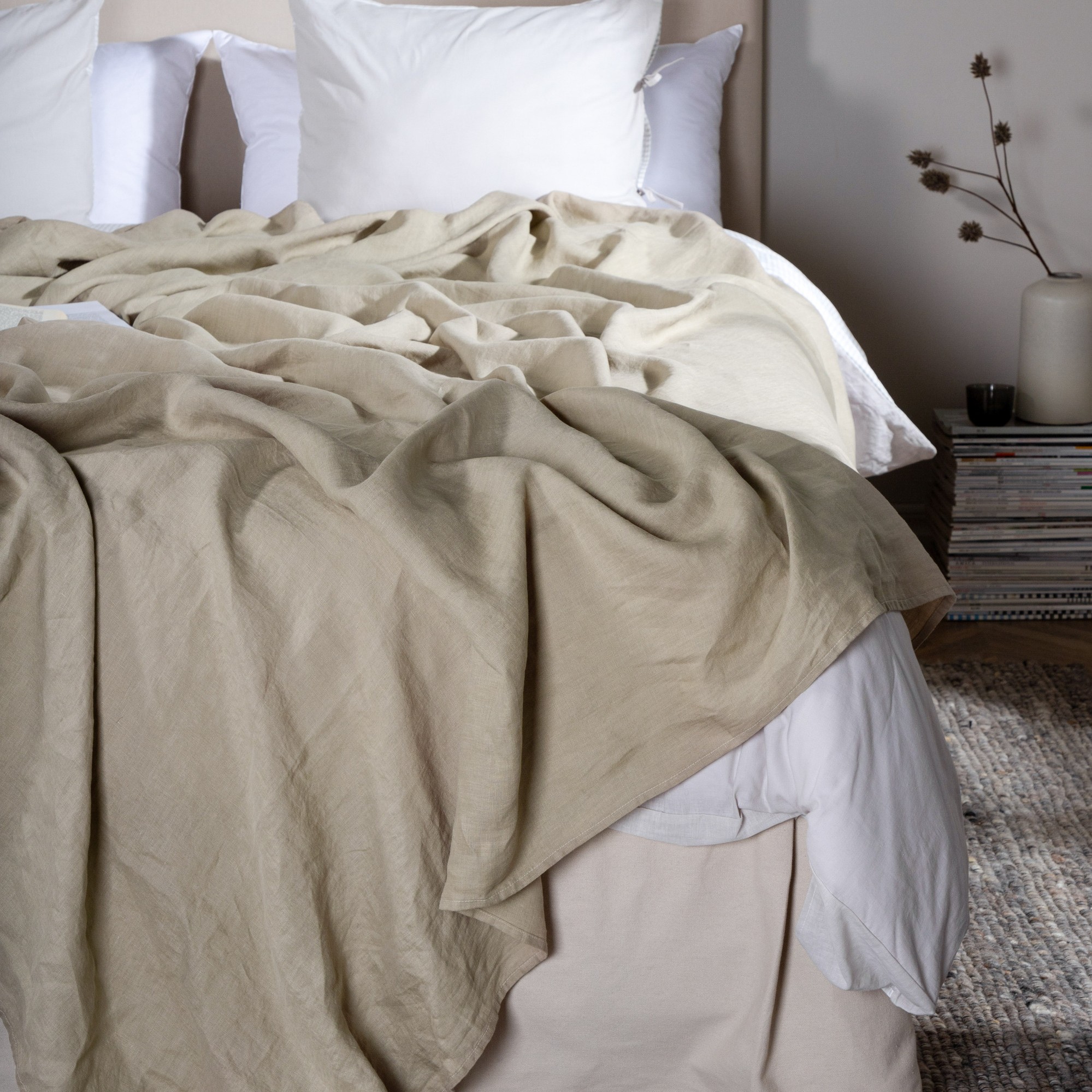 Milo Bedspread Linen - Beige / - 180*260 Beige, Mått: 260x180 cm