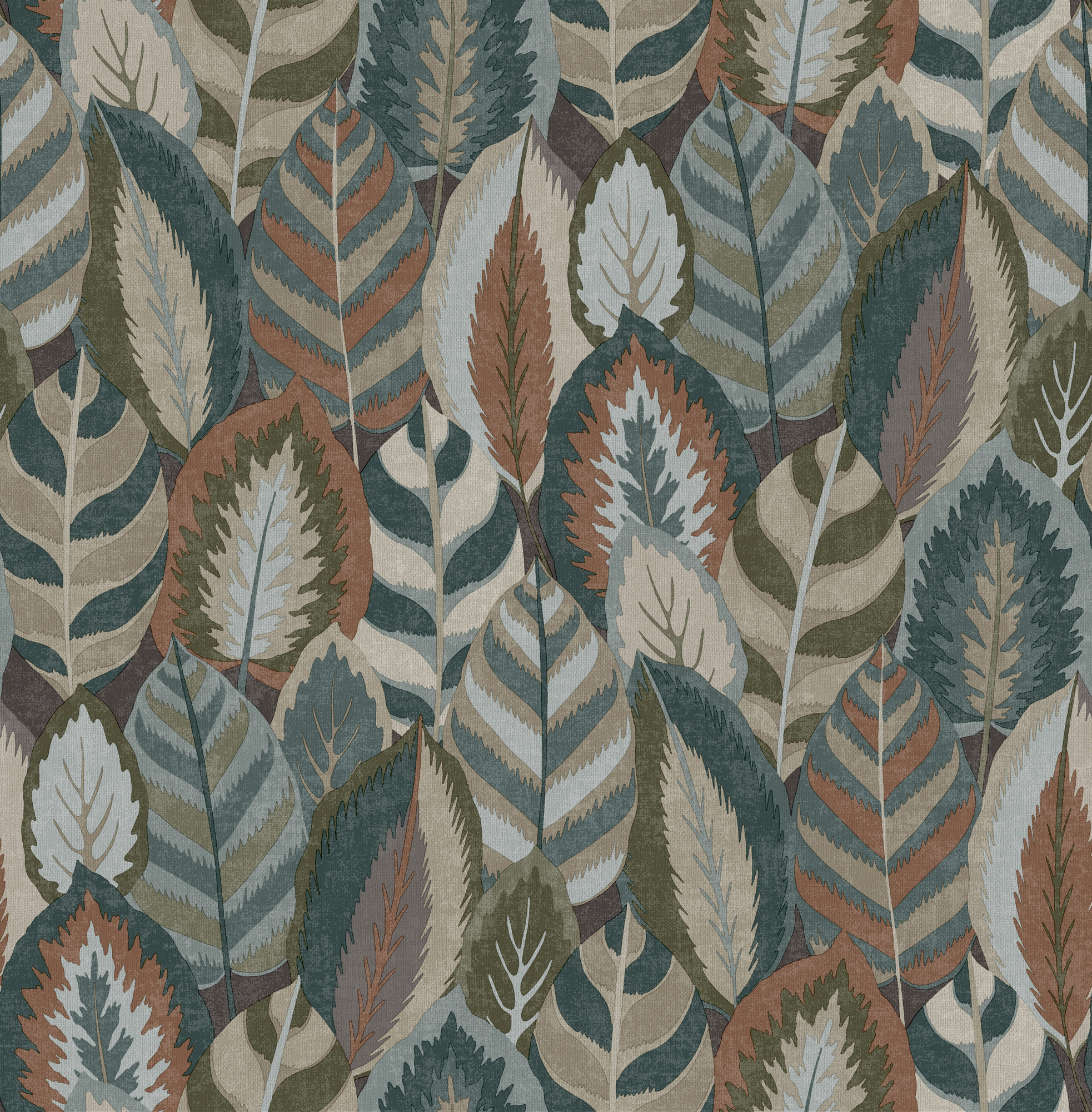 Tapet Sublime Arty Leaves Grn/bl/terra 121126