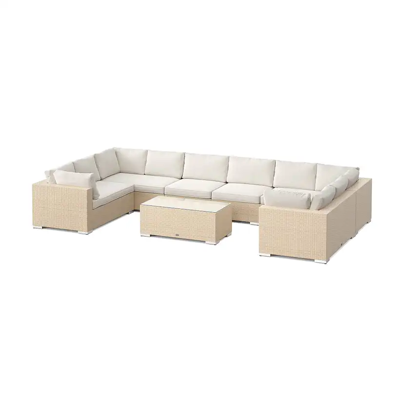 Loungegrupp Comfort Garden Bahamas U-formad utomhus loungegrupp med stängt avslut, 10-sits med bord