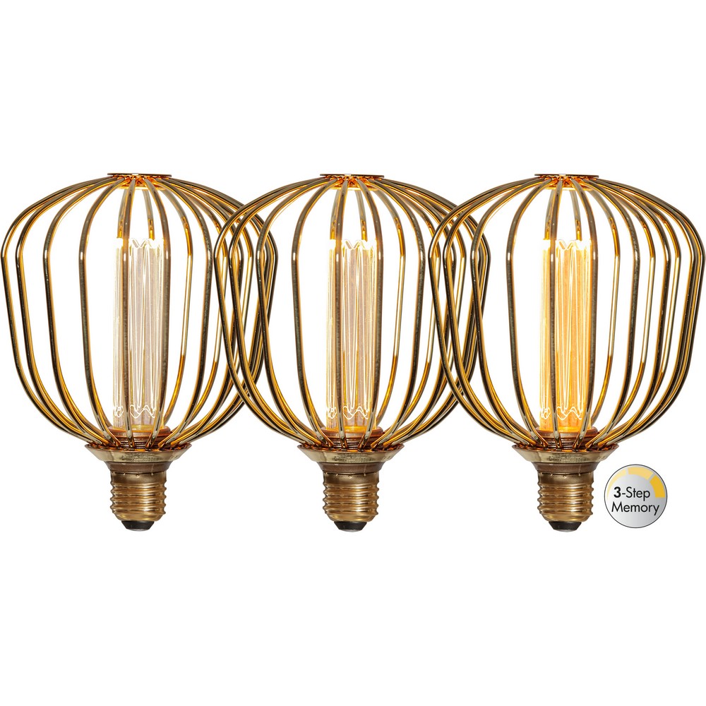 LED-lampa Star Trading E27 G125 Basket Gold