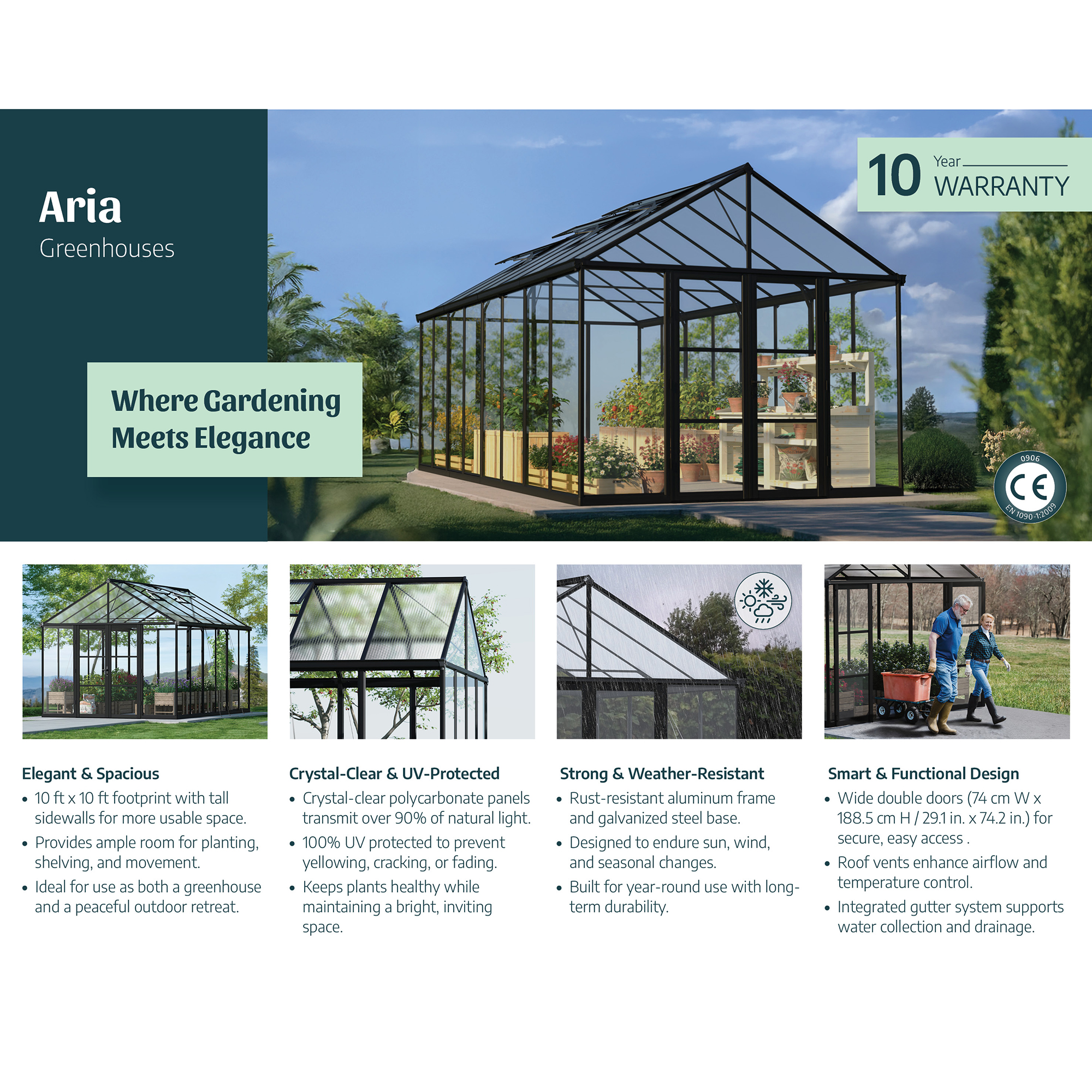 Canopia Aria Polykarbonat Växthus 9,4 m² Svart 9,4 m²