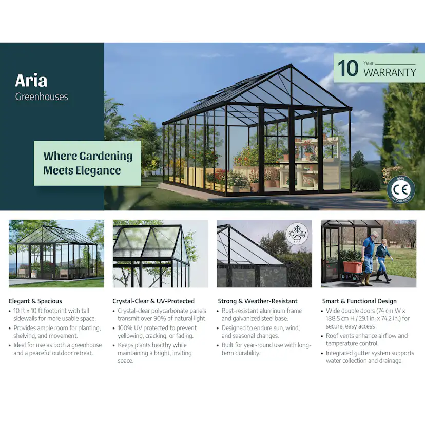 Canopia Aria Polykarbonat Växthus 9,4 m² Svart 9,4 m²