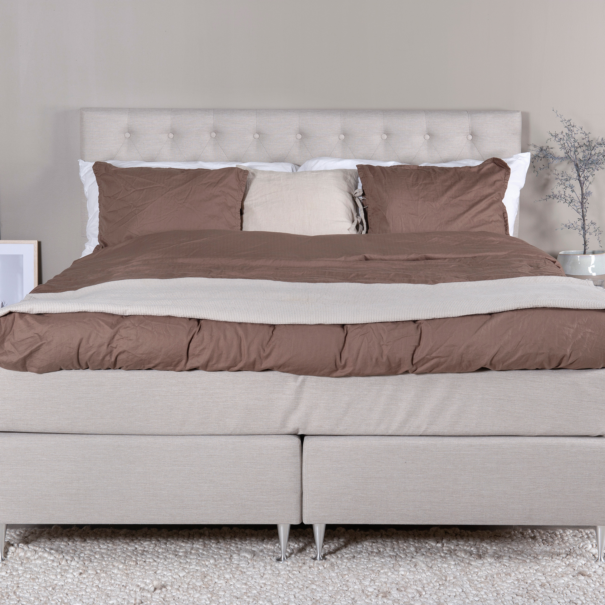 Rättvik 180 cm Fast Beige tyg+Gavel Furudal 180 cm Beige Tyg Beige, Fast, 180 cm