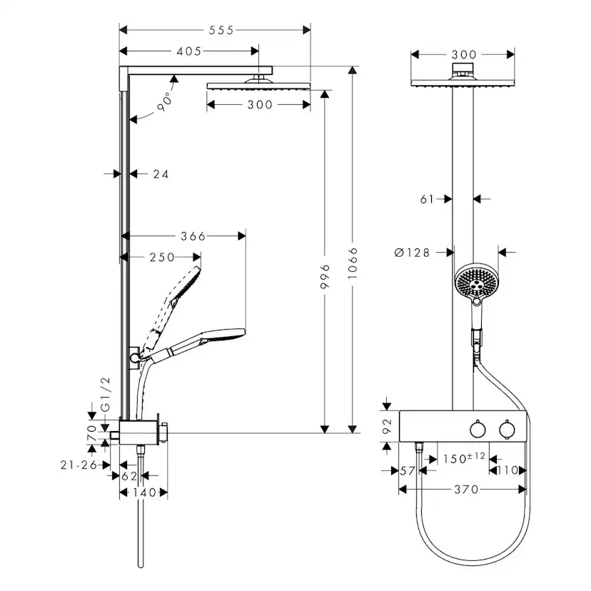 Takduschset Hansgrohe Raindance E Showerpipe 300 1jet ShowerTablet 350