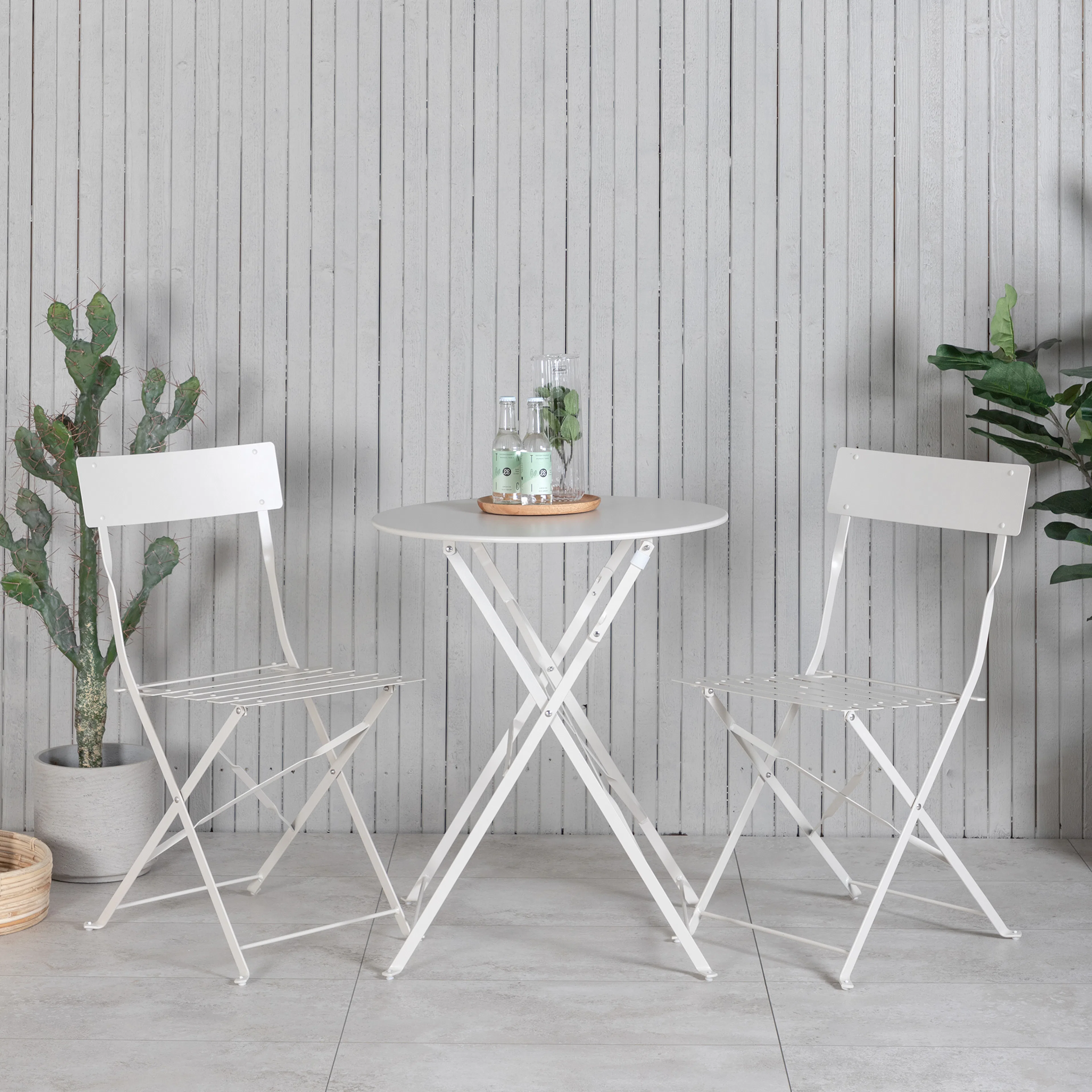Marseille Foldable steel bistro set - Beige Beige