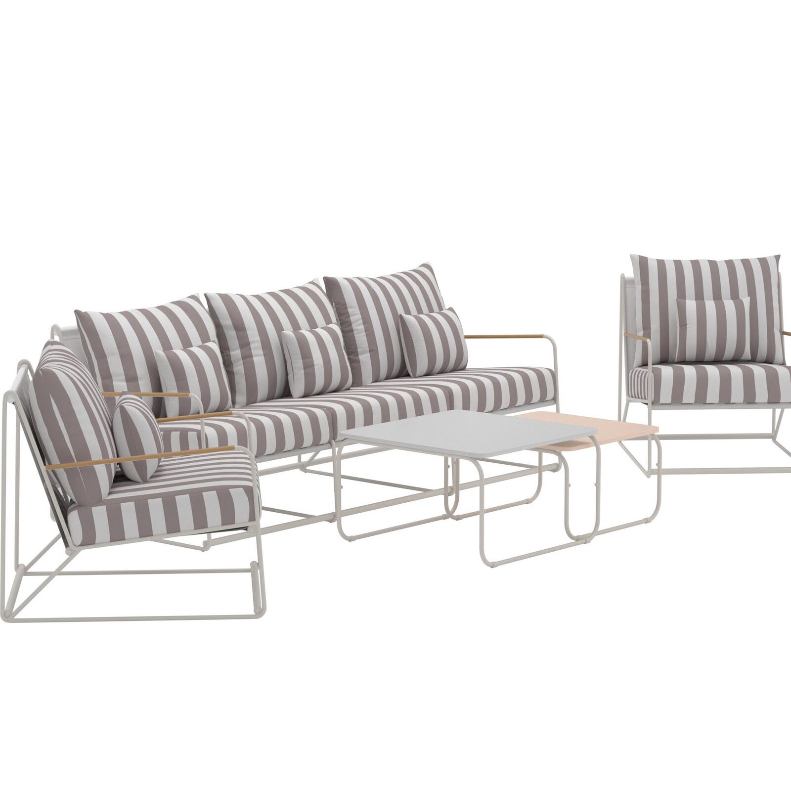 Palazzo Sofa Set - Beige White Stripe Beige White Stripe