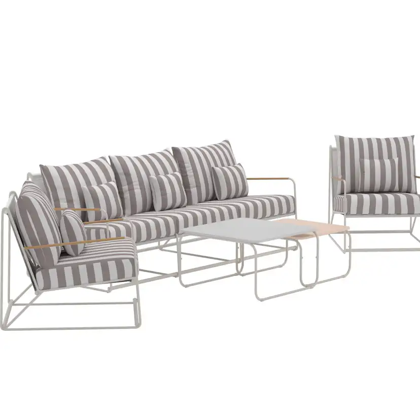 Palazzo Sofa Set - Beige White Stripe Beige White Stripe
