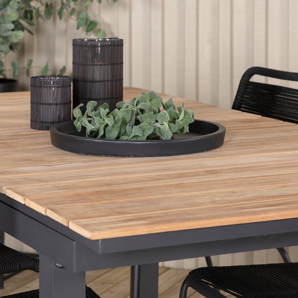 MexicoTable160/240*90-LindosChair-BlackAlu/LatteRope_4 Beige