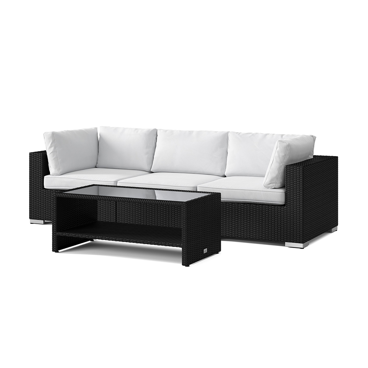 Bahamas Rak soffa 3 sits - bord med hylla Svart