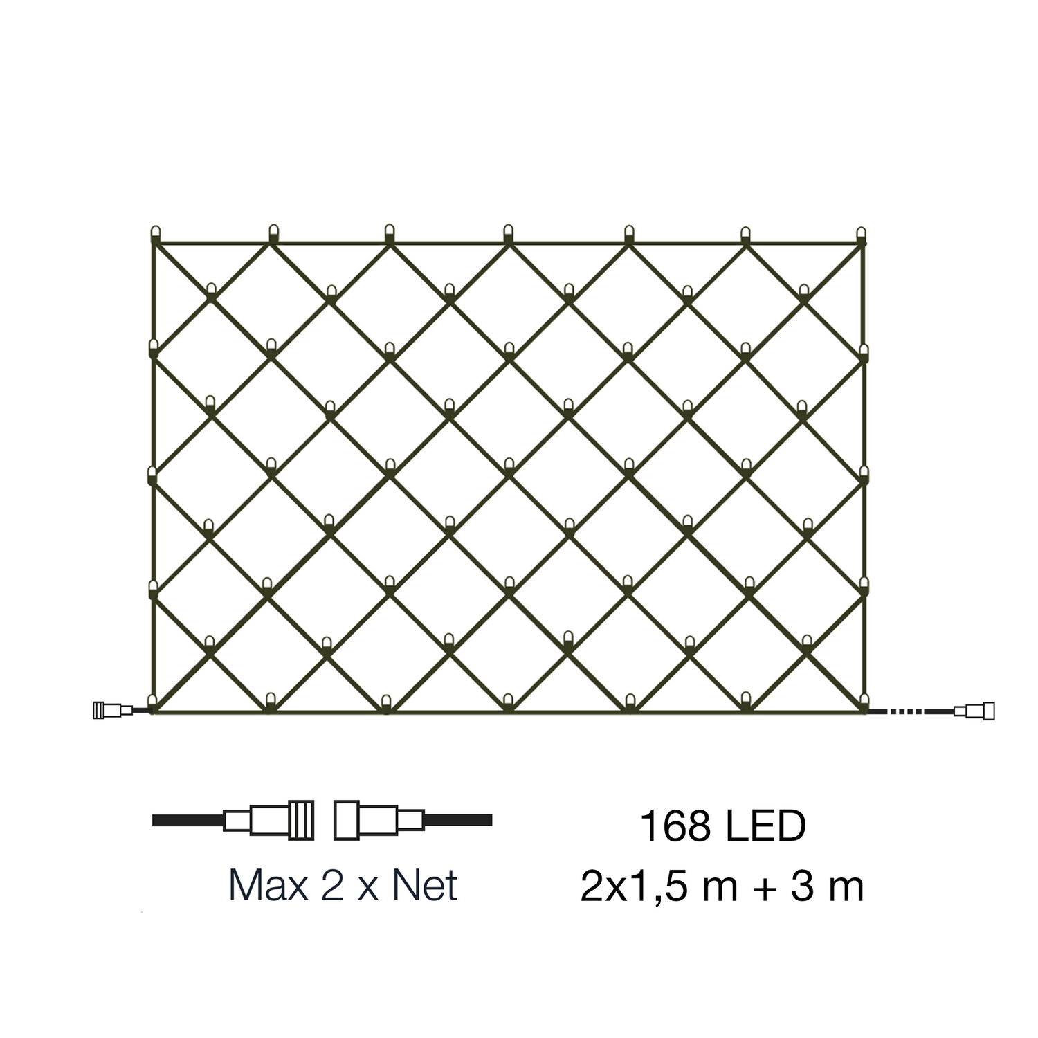 Ljusnät Lightson Net 2x1,5 m 168 dioder