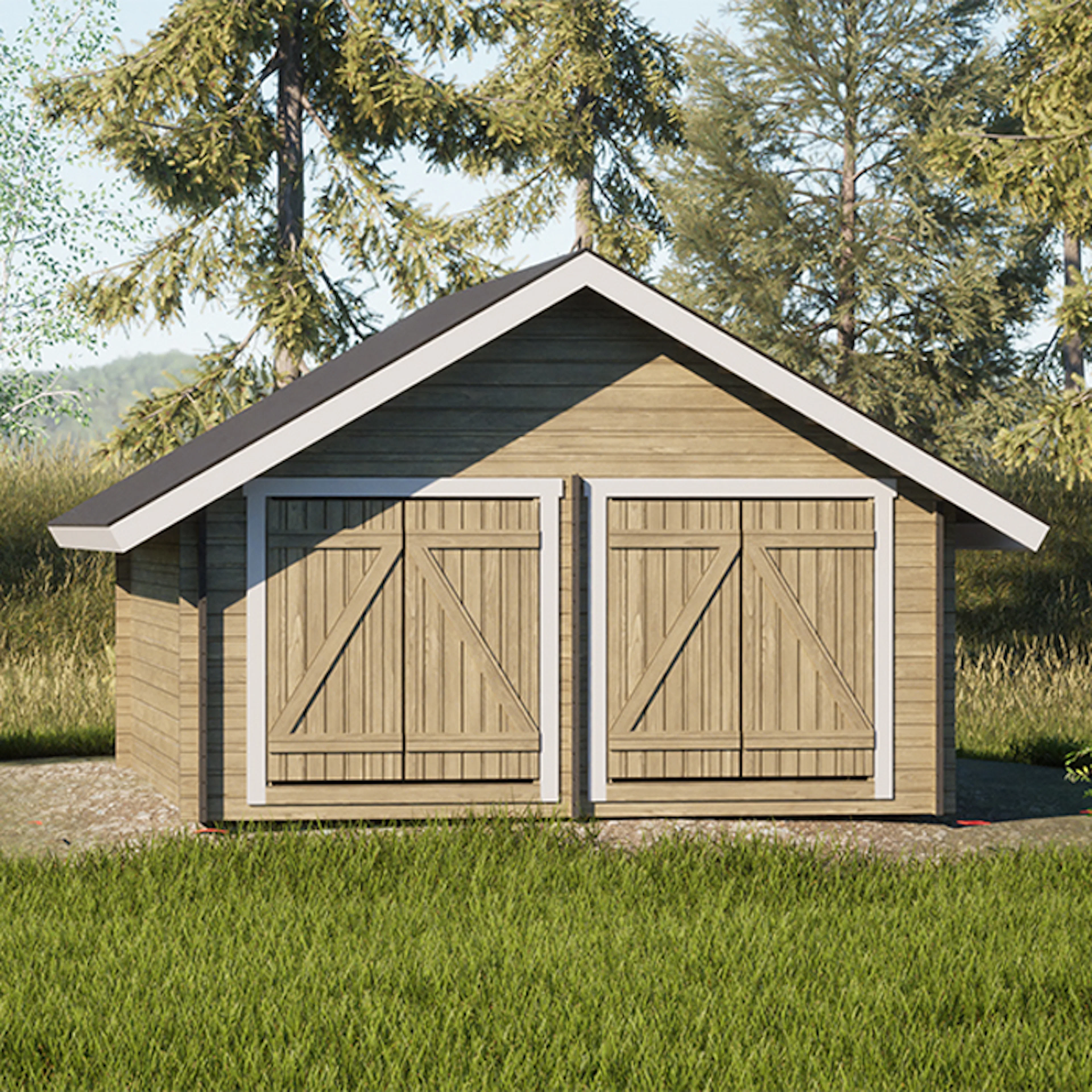 Timmerförråd LP Garden S-XL (20m²) Rak Vägg