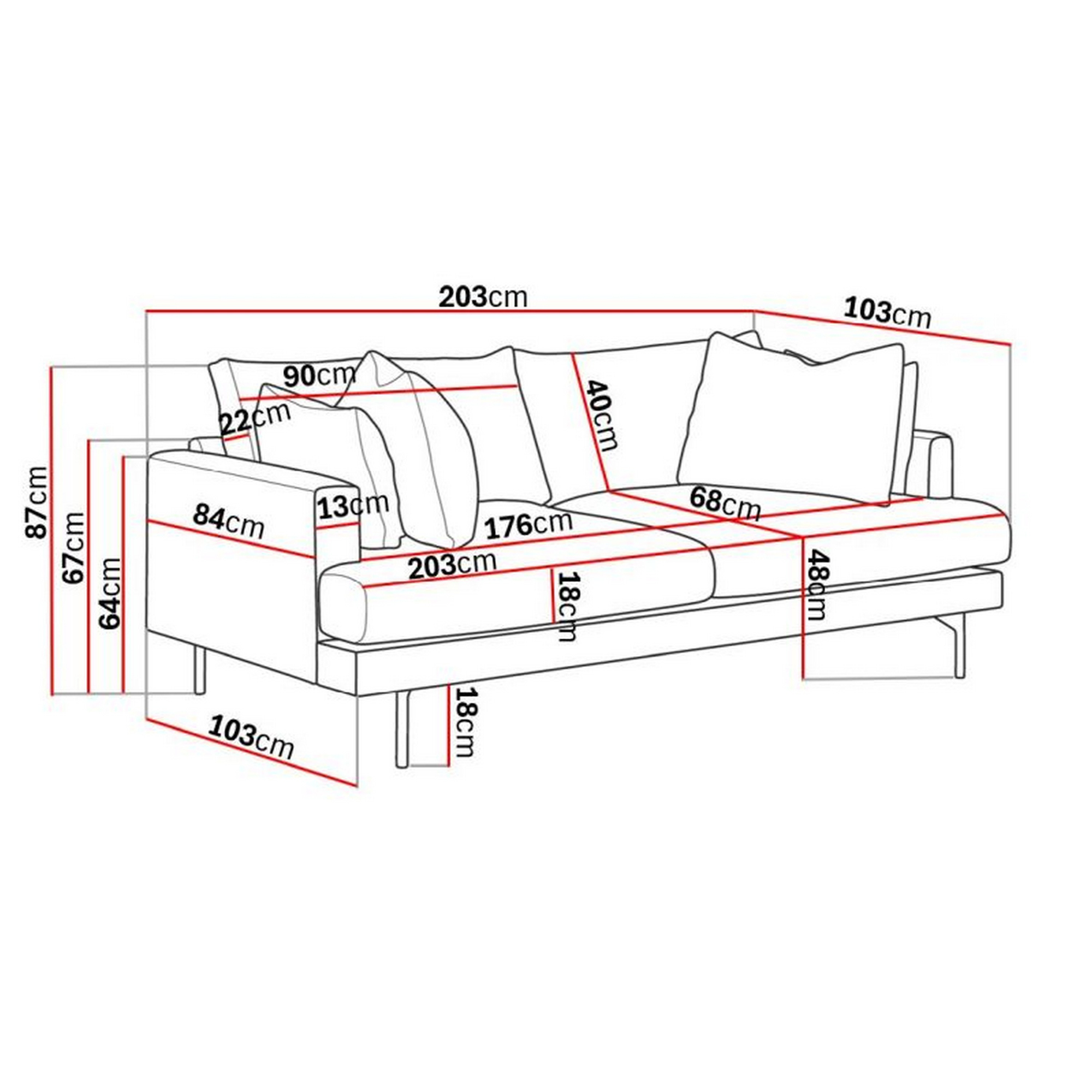 3-sitssoffa Scandi Days Menard Djup 205 cm