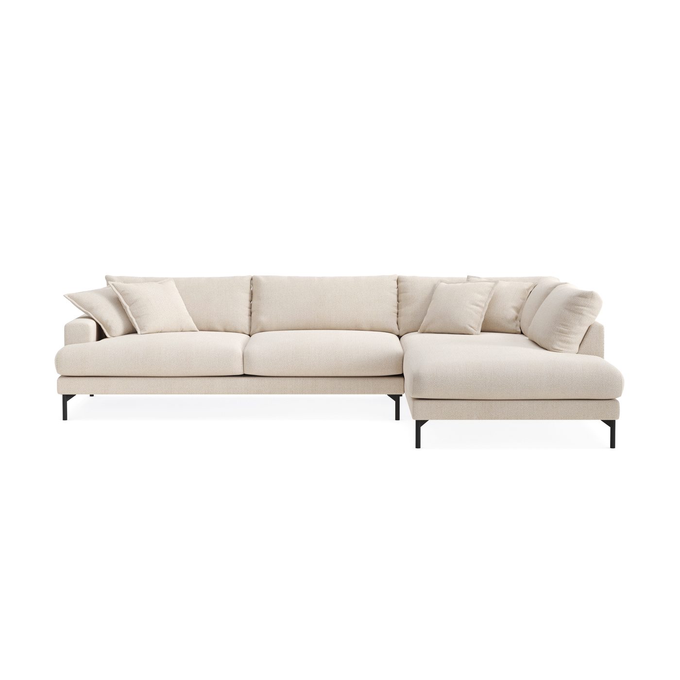 Schäslongsoffa Scandi Days Menard Premium Djup 5-sits Silencio 03, Ljusbeige Chenille, Högervändx