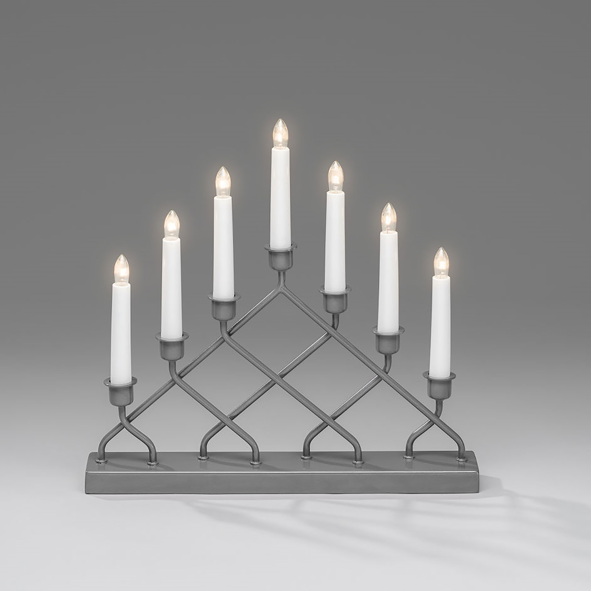 Elljusstake 7 lj metall grå Grå/Vit