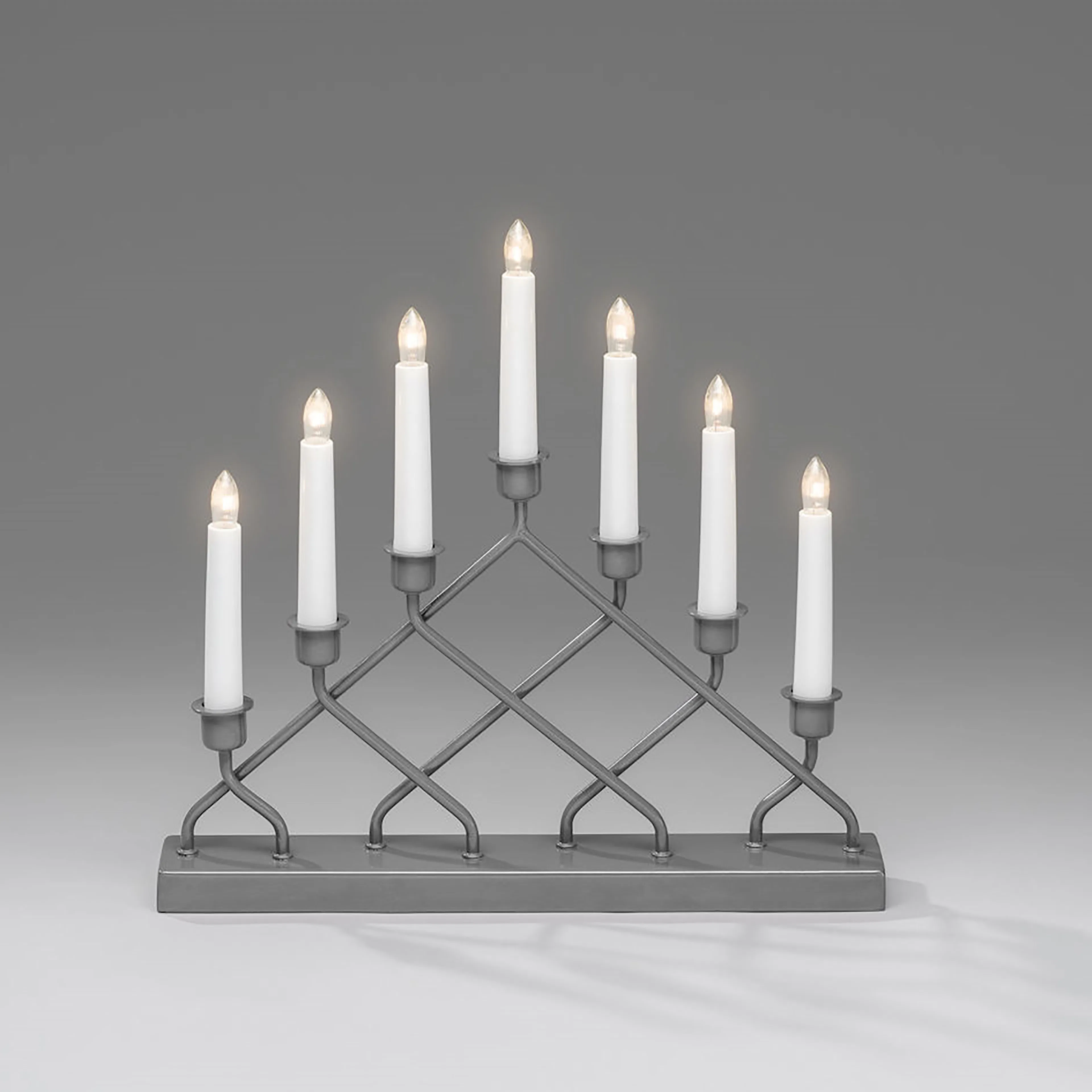 Elljusstake 7 lj metall grå Grå/Vit