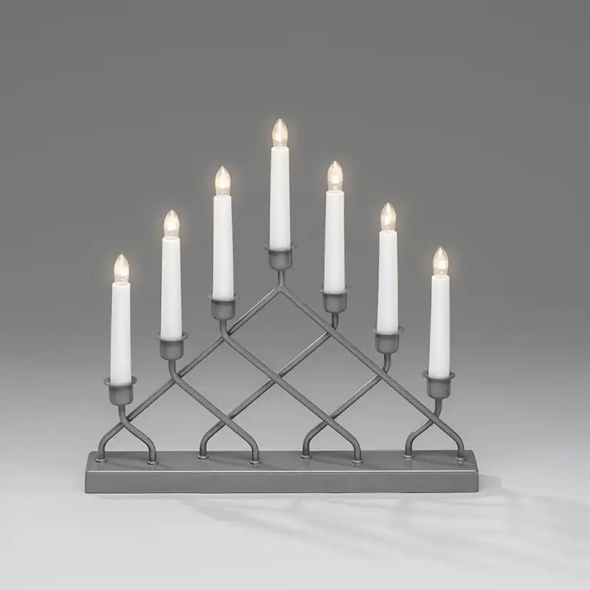 Elljusstake 7 lj metall grå Grå/Vit