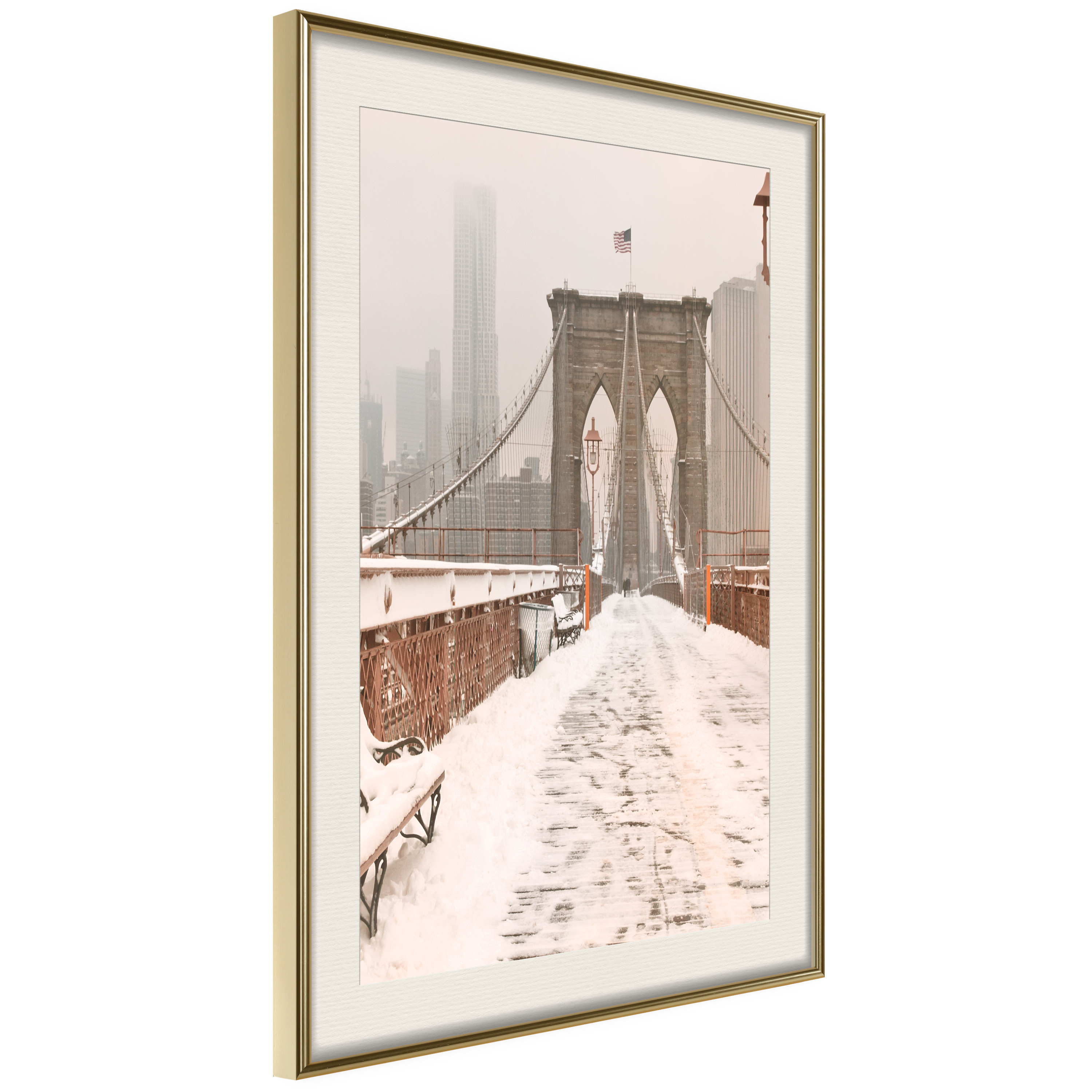 Poster Artgeist Affisch Brooklyn Bridge in Sepia