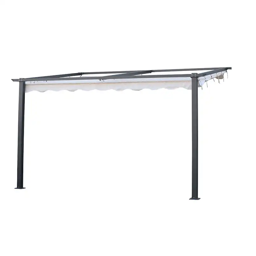 Väggpergola Jabo 4x4m Pergolatak, Grå med Segelduk