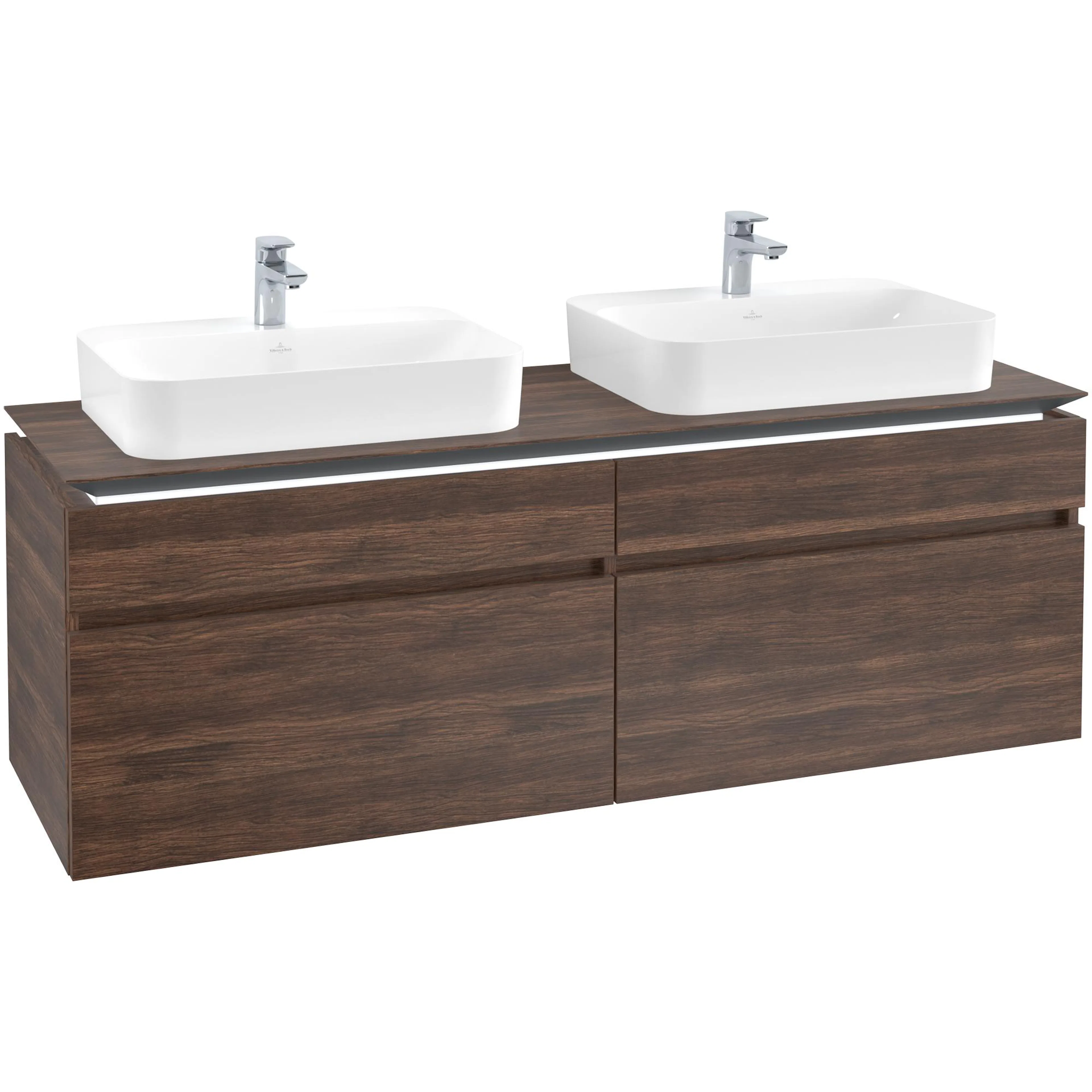 Tvättställsskåp Villeroy & Boch Legato 1600 med 4 Lådor för Två Ytmonterade Tvättställ från Finion & Memento