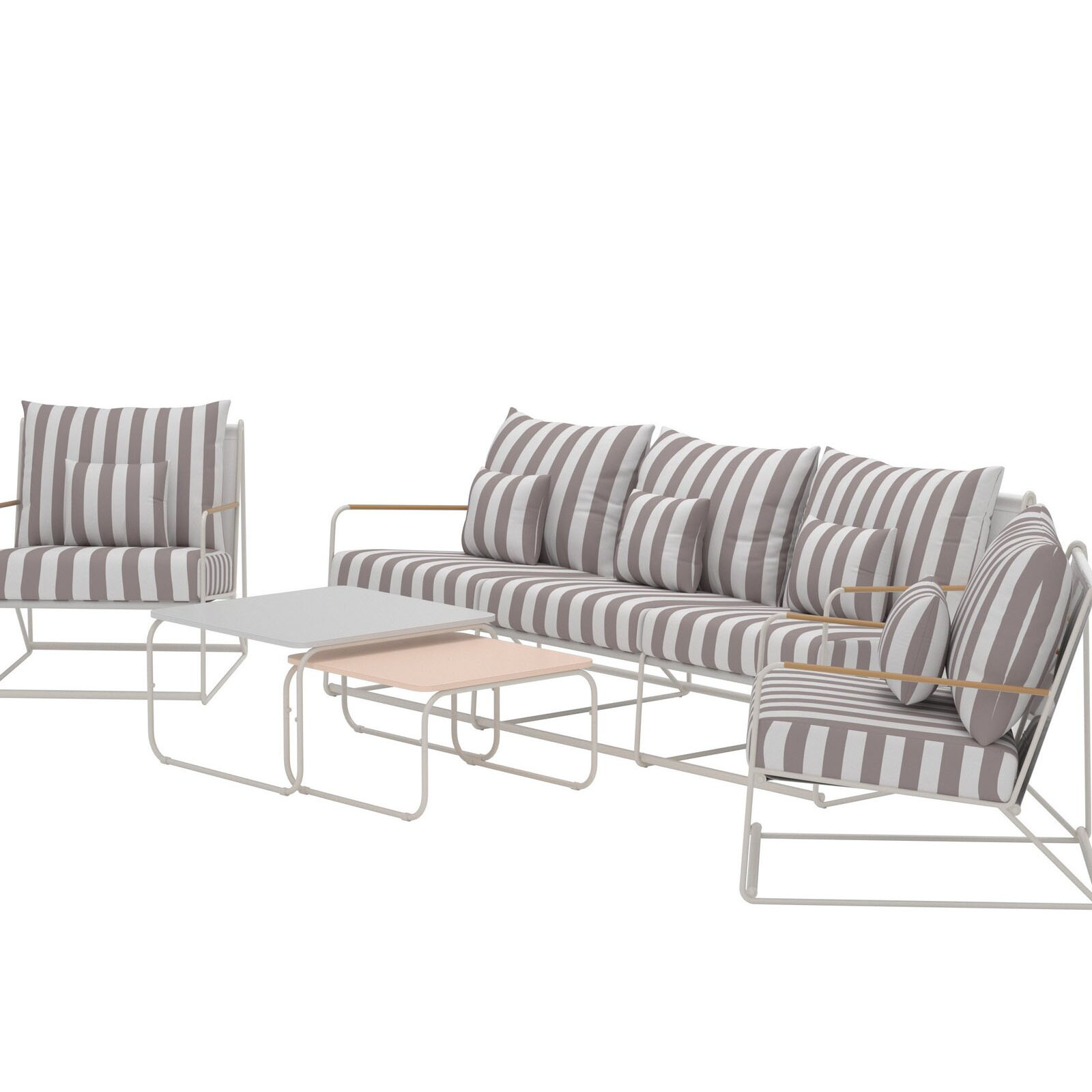 Palazzo Sofa Set - Beige White Stripe Beige White Stripe